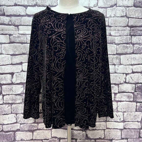 Notations Black Velvet Jacket W/ Attached Tank Size 1X - Picture 1 of 9